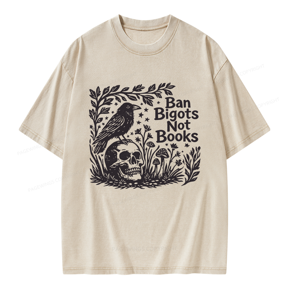 Pagewings Ban Bigots Not Books Unisex Washed T-shirt