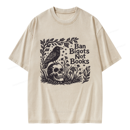 Pagewings Ban Bigots Not Books Unisex Washed T-shirt