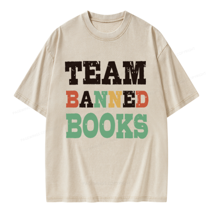 Pagewings Funny Team Banned Books Unisex Washed T-shirt