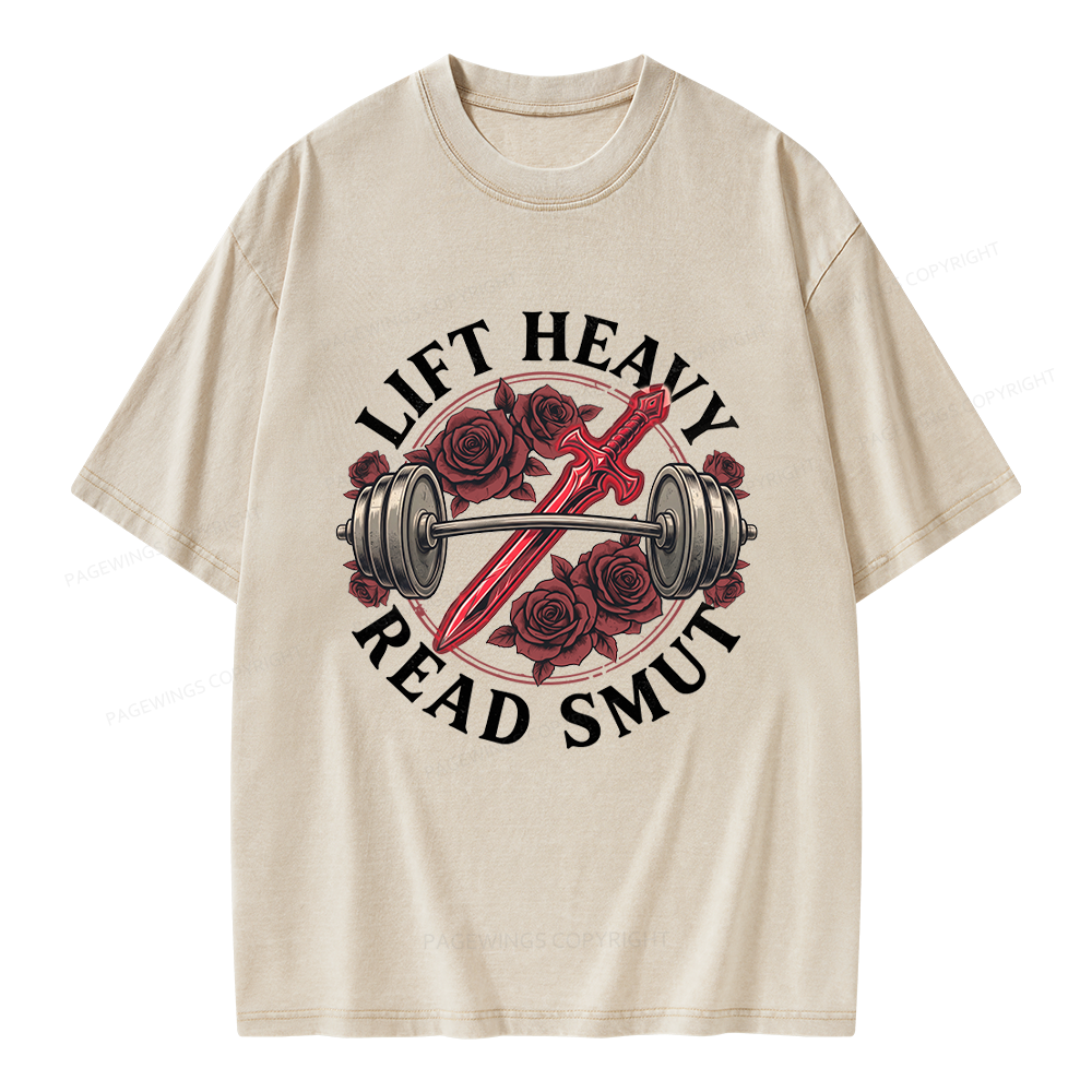 Pagewings Lift Heavy Read Smut Unisex Washed T-shirt