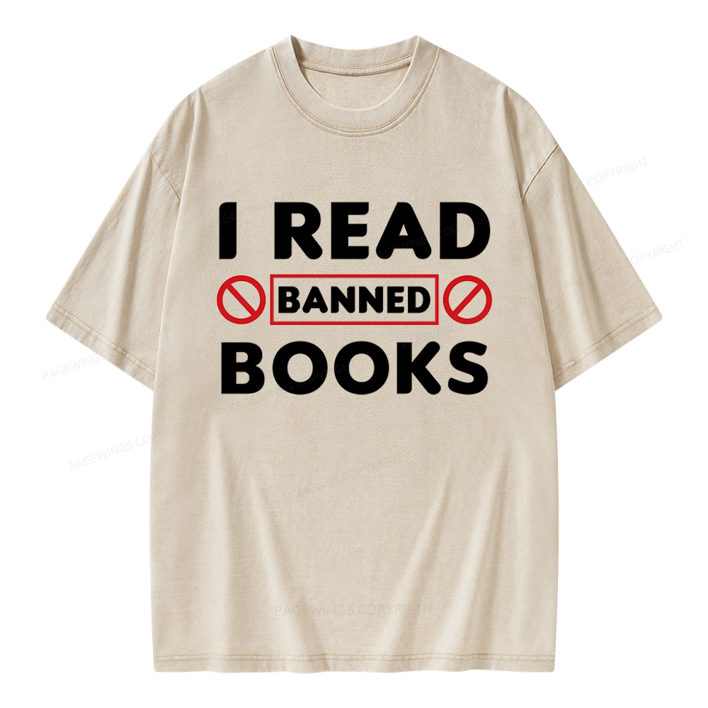 Pagewings I Read Banned Books Unisex Washed T-shirt