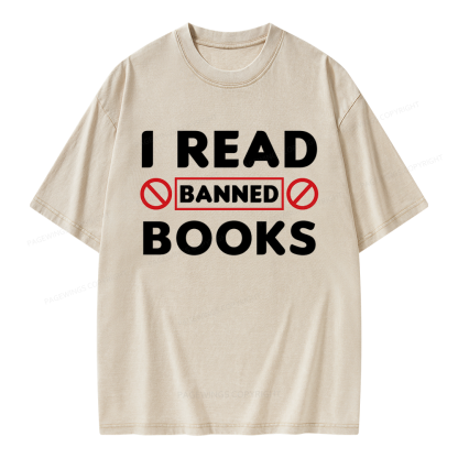 Pagewings I Read Banned Books Unisex Washed T-shirt