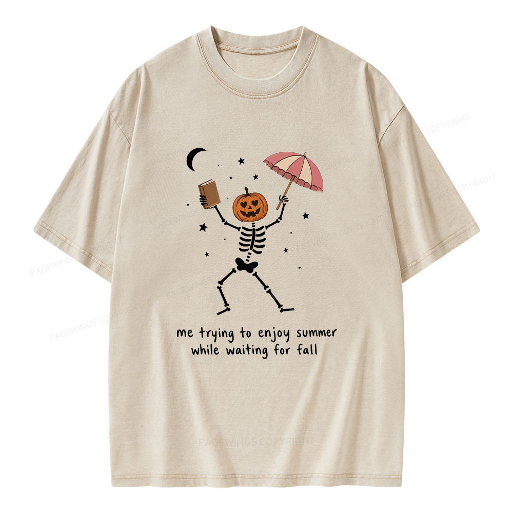 Pagewings Waiting For Fall Unisex Washed T-shirt