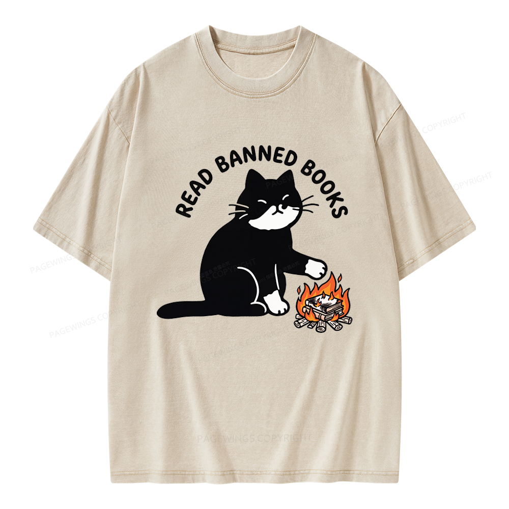 Pagewings Read Banned Books Unisex Washed T-shirt