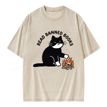 Pagewings Read Banned Books Unisex Washed T-shirt