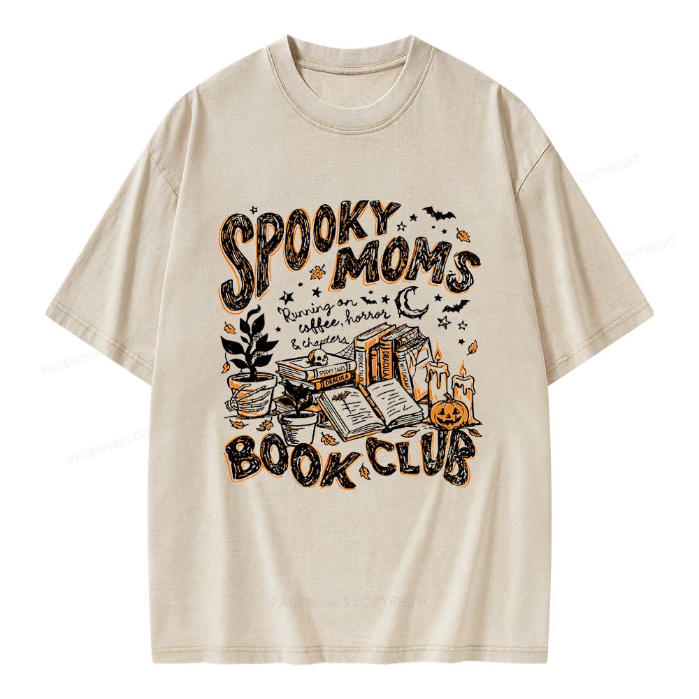 Pagewings Spooky Moms Book Club Unisex Washed T-shirt
