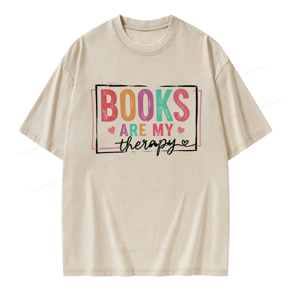 Pagewings Books Are My Therapy Unisex Washed T-shirt