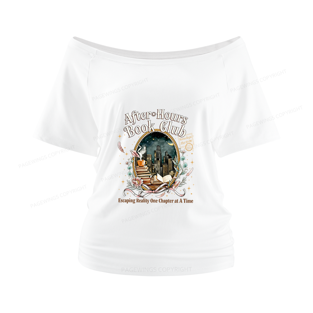 Pagewings After‑Hours Book Club Women Off Shoulder T-shirts