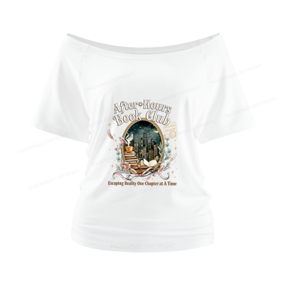 Pagewings After‑Hours Book Club Women Off Shoulder T-shirts