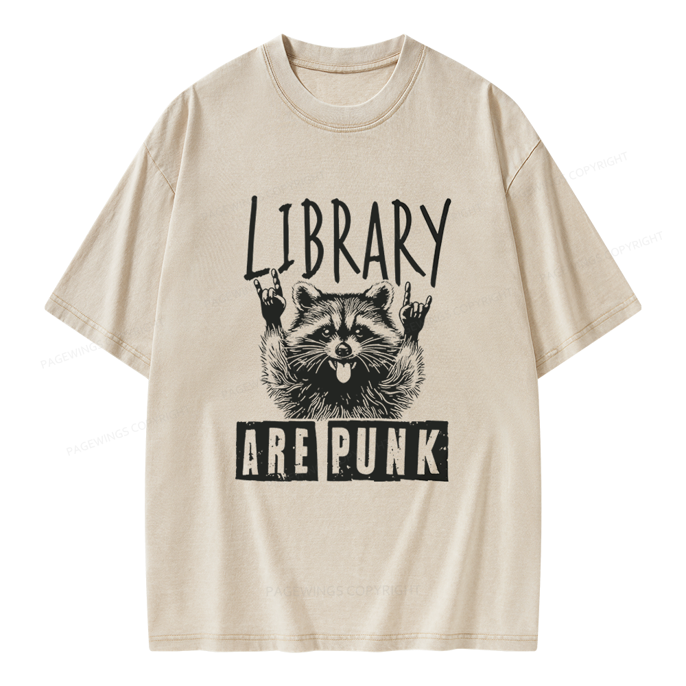 Pagewings Libraries Are Punk Unisex Washed T-shirt