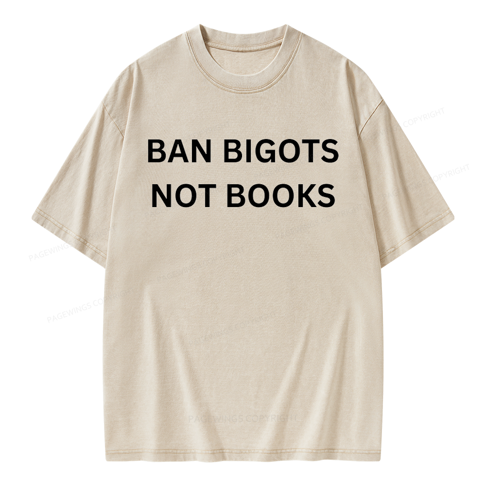 Pagewing Ban Bigots Not Books Unisex Washed T-shirt