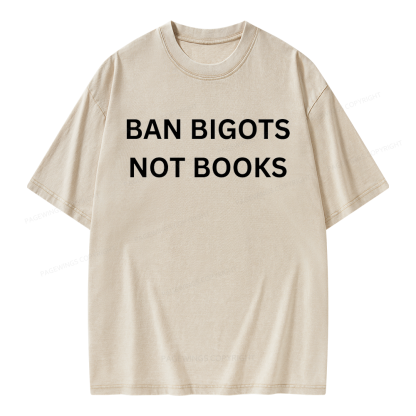 Pagewing Ban Bigots Not Books Unisex Washed T-shirt
