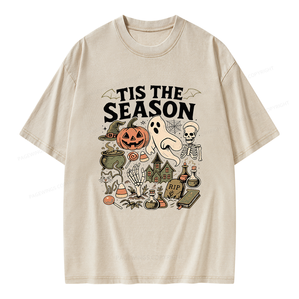 Pagewings Vintage Halloween Unisex Washed T-shirt
