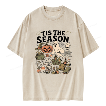 Pagewings Vintage Halloween Unisex Washed T-shirt
