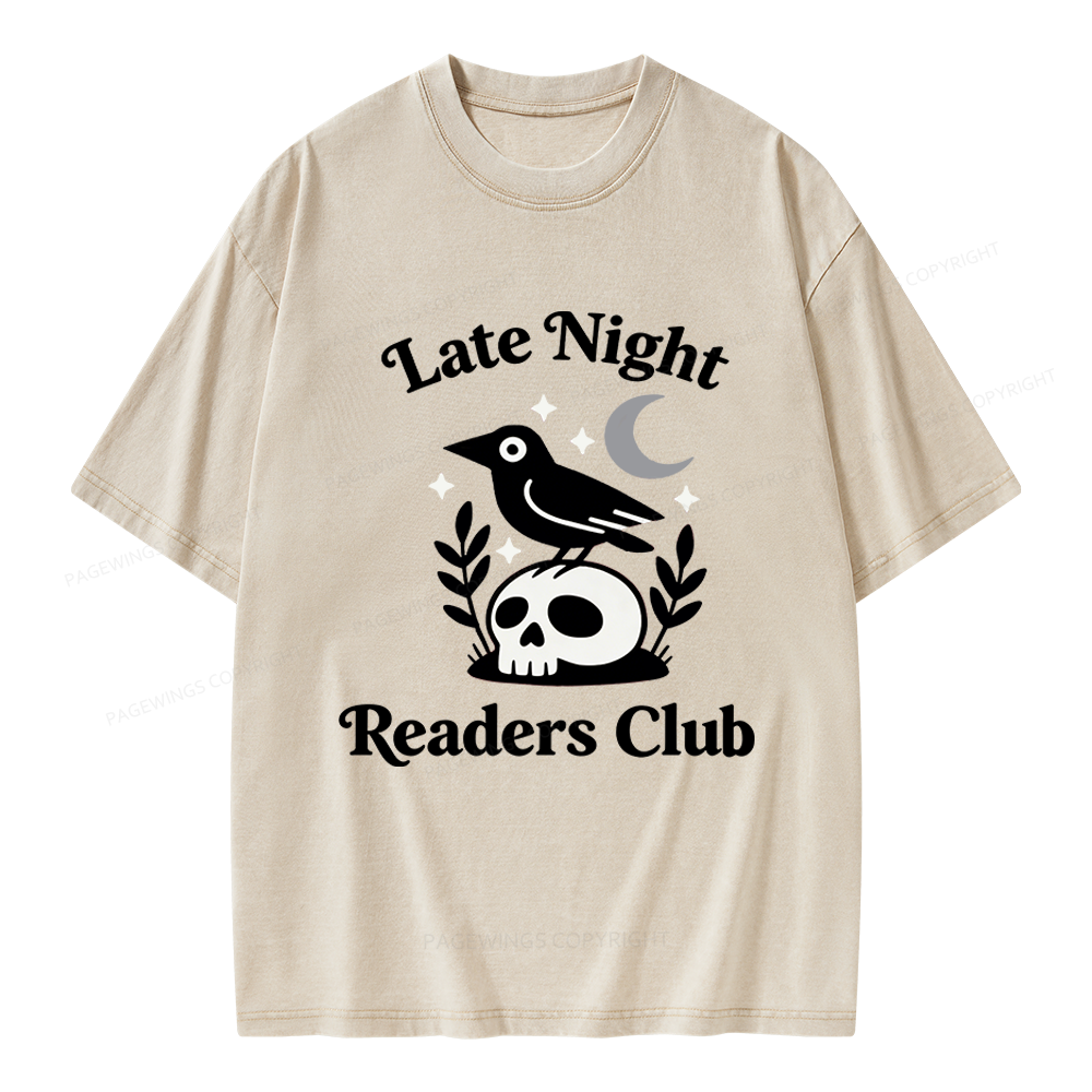 Pagewings Late Night Readers Club Unisex Washed T-shirt