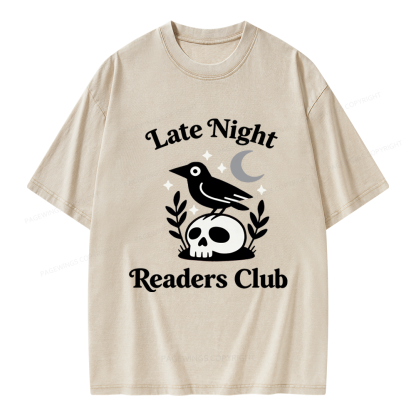Pagewings Late Night Readers Club Unisex Washed T-shirt