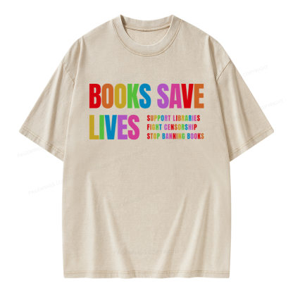 Pagewings Books Save Lives Unisex Washed T-shirt