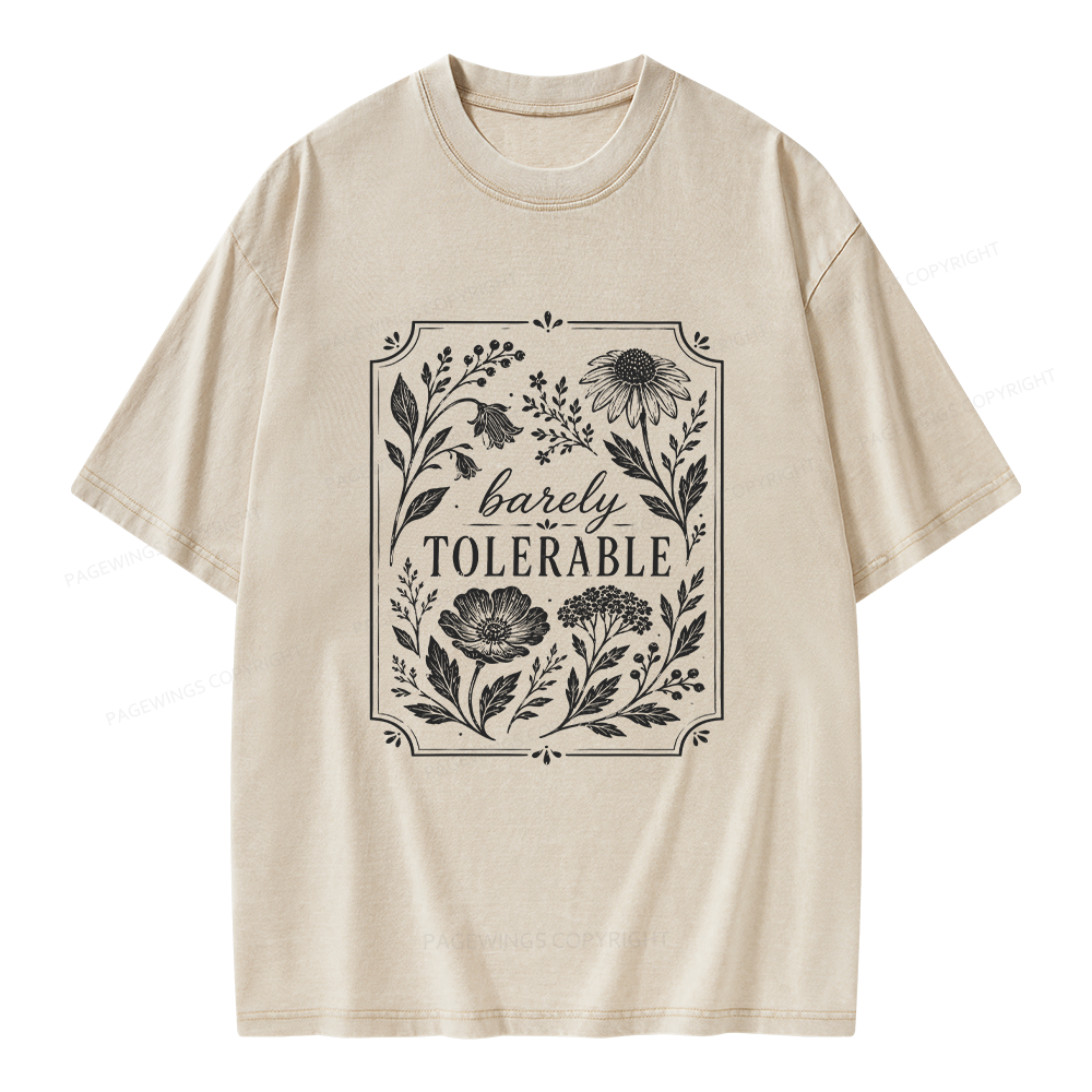 Pagewings Barely Tolerable Unisex Washed T-shirt