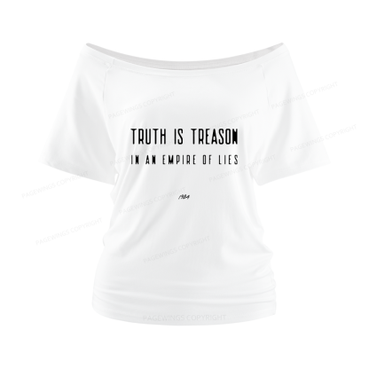 Pagewings Dystopian Book Lover 16415 Bookish Women Off Shoulder T-shirts
