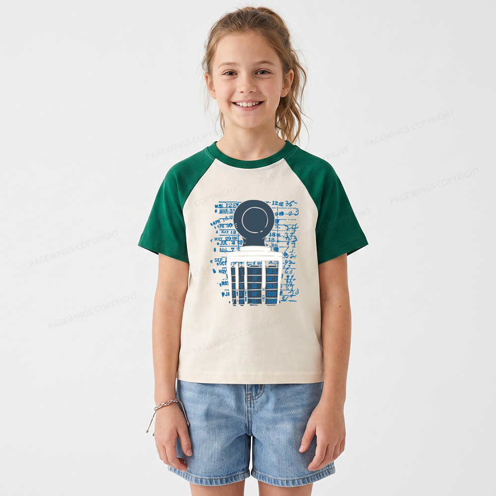 Pagewings Books Library Stamp16436 Kids Raglan T-shirt