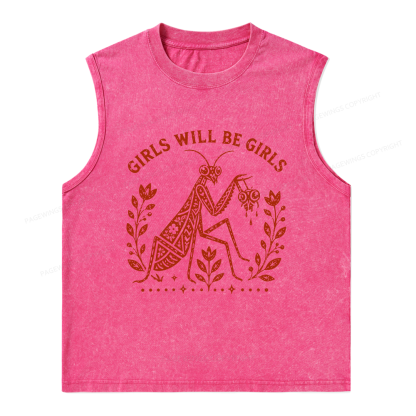 Pagewing Girls Will Be Girls16300 Bookish Unisex Washed Tank Top