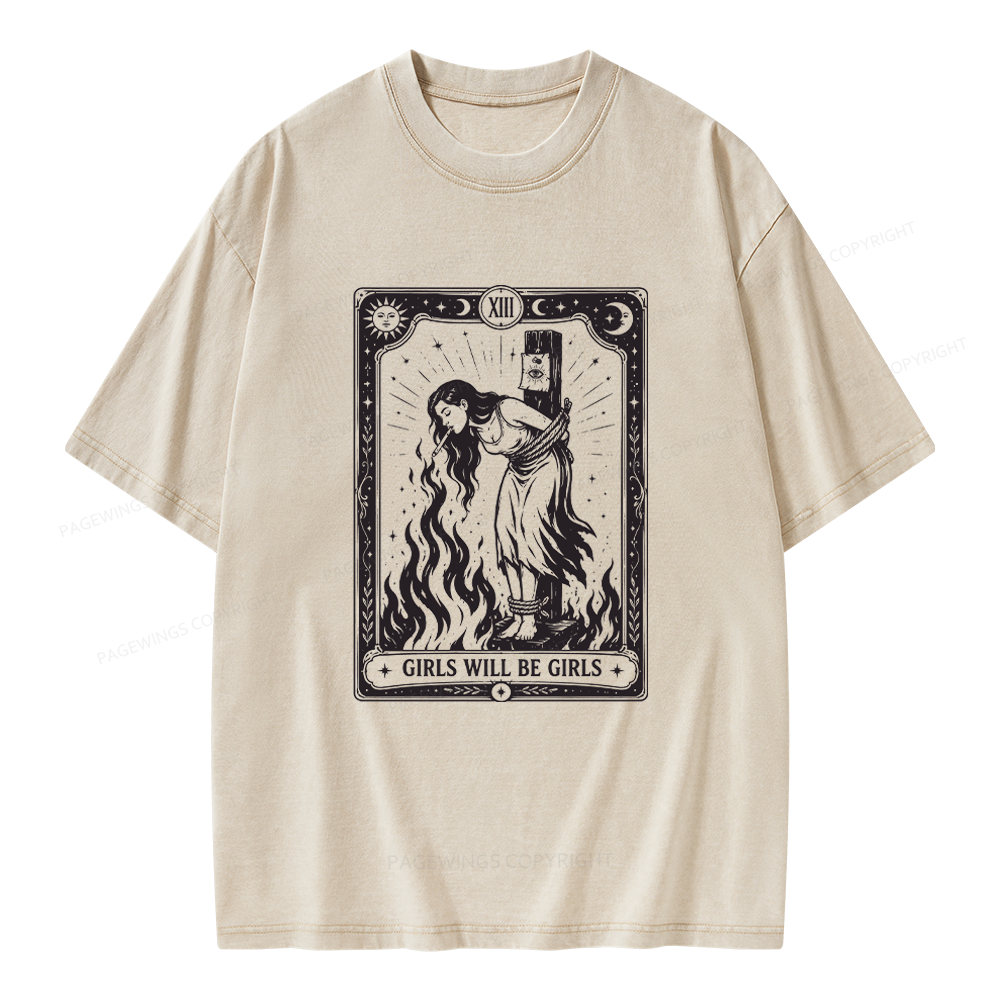 Pagewings Girls Will Be Girls Unisex Washed T-shirt