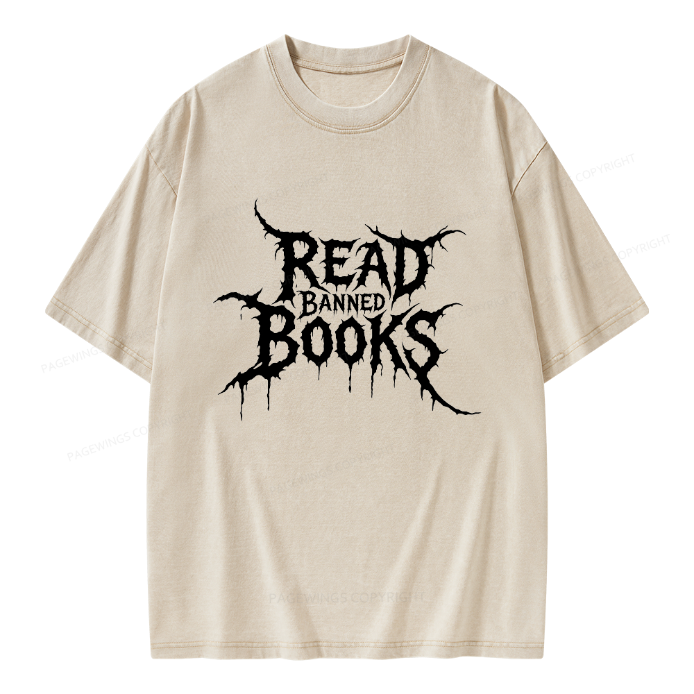 Pagewings Read Banned Books Unisex Washed T-shirt