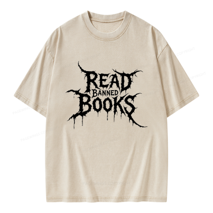 Pagewings Read Banned Books Unisex Washed T-shirt