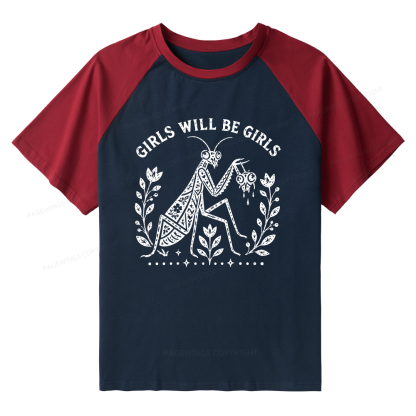 Pagewing Girls Will Be Girls16300 Bookish Raglan T-shirt