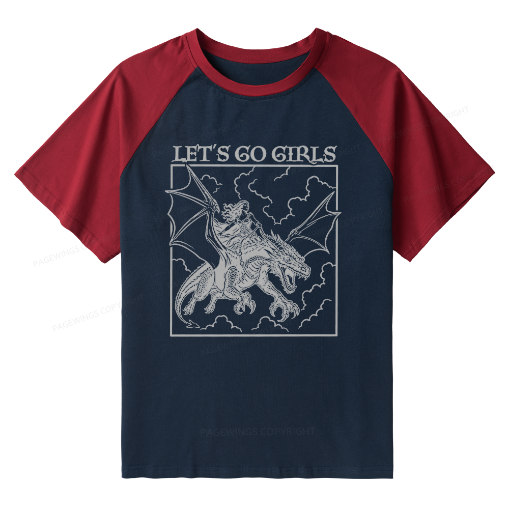 Pagewing Let's Go Girls Book Bookish Raglan T-shirt
