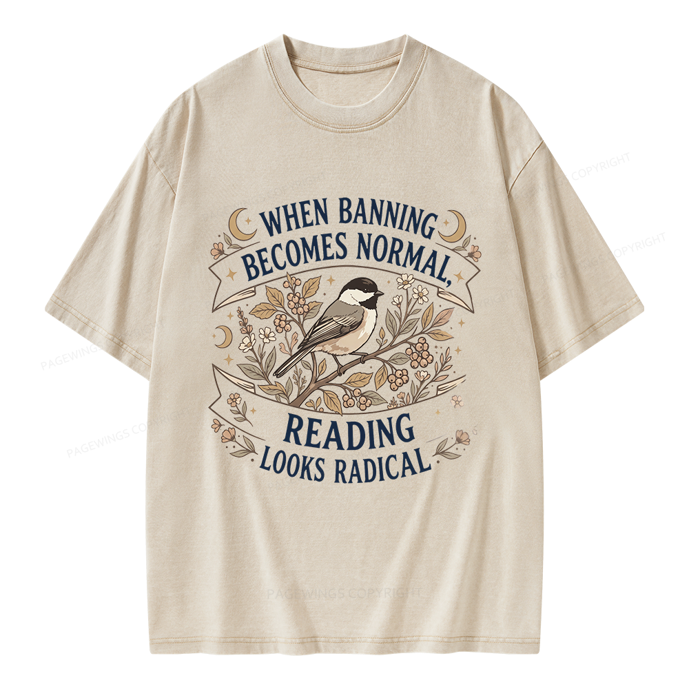 Pagewings Reading Looks Radical Unisex Washed T-shirt