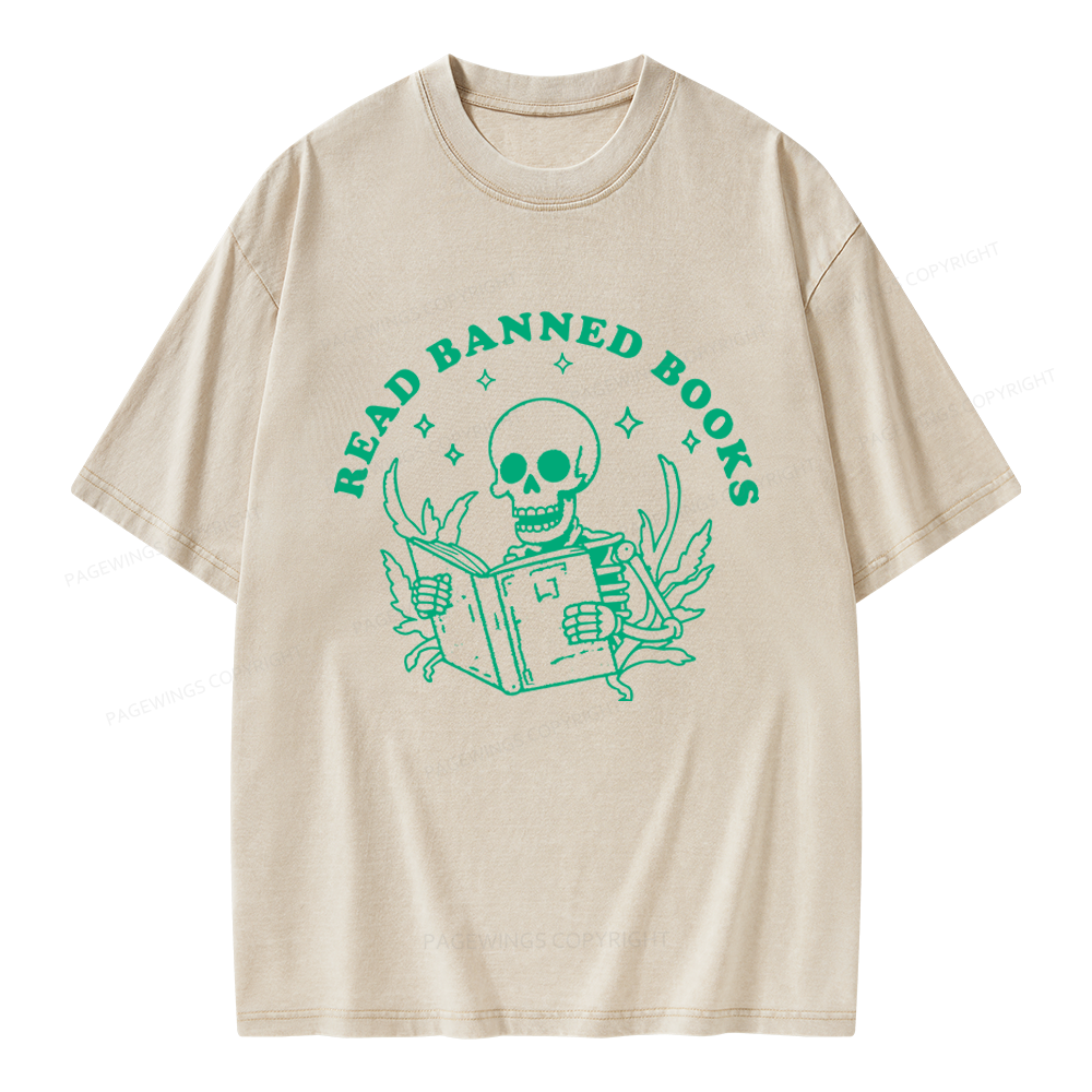 Pagewings Read Banned Books Unisex Washed T-shirt