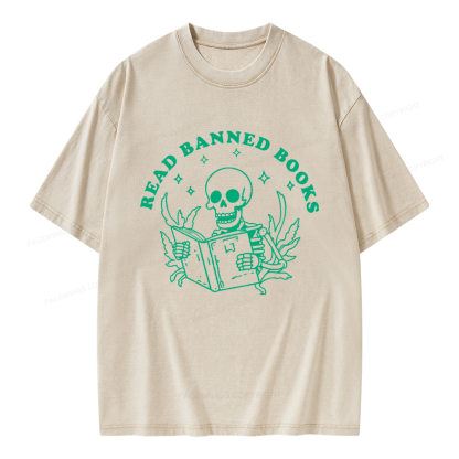 Pagewings Read Banned Books Unisex Washed T-shirt