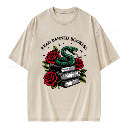 Pagewings Read Banned Books Unisex Washed T-shirt