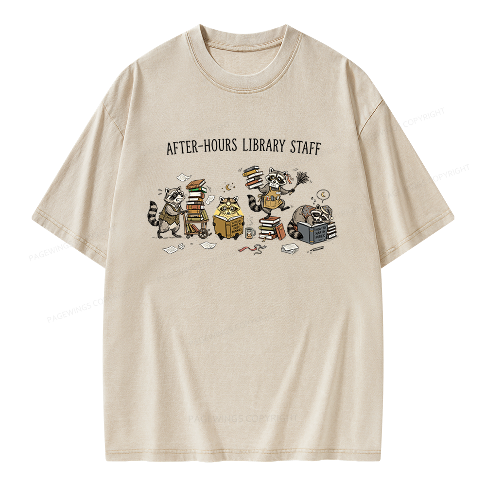 Pagewings After-Hours Library Staff Unisex Washed T-shirt