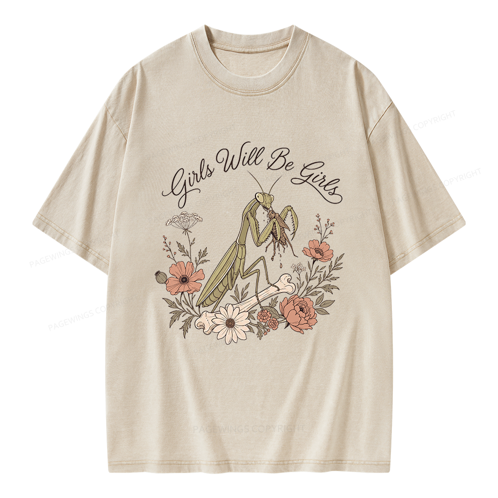 Pagewings Girls Will Be Girls Unisex Washed T-shirt