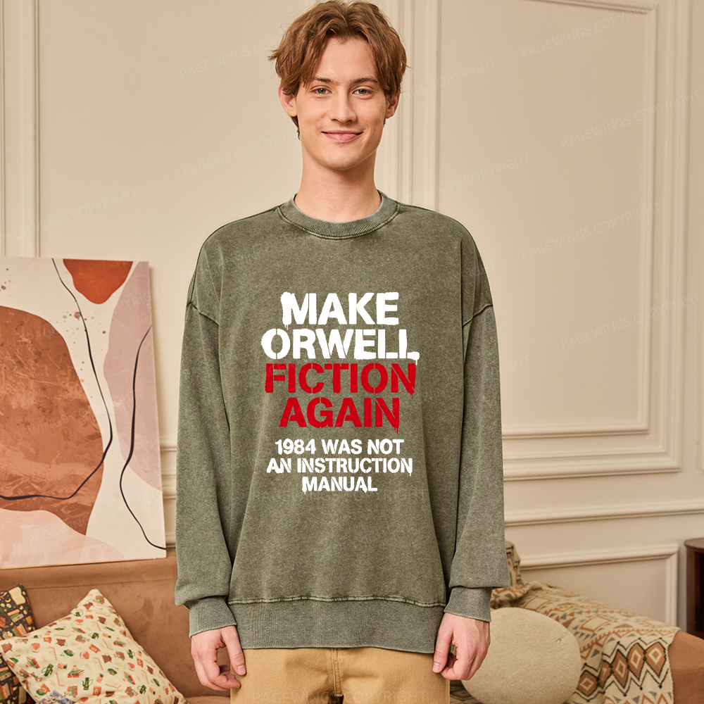 Pagewings Dystopian Book Lover Unisex Washed Sweatshirt