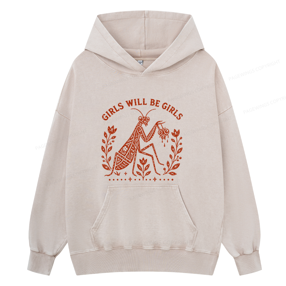 Pagewings Girls Will Be Girls Unisex Washed Hoodie