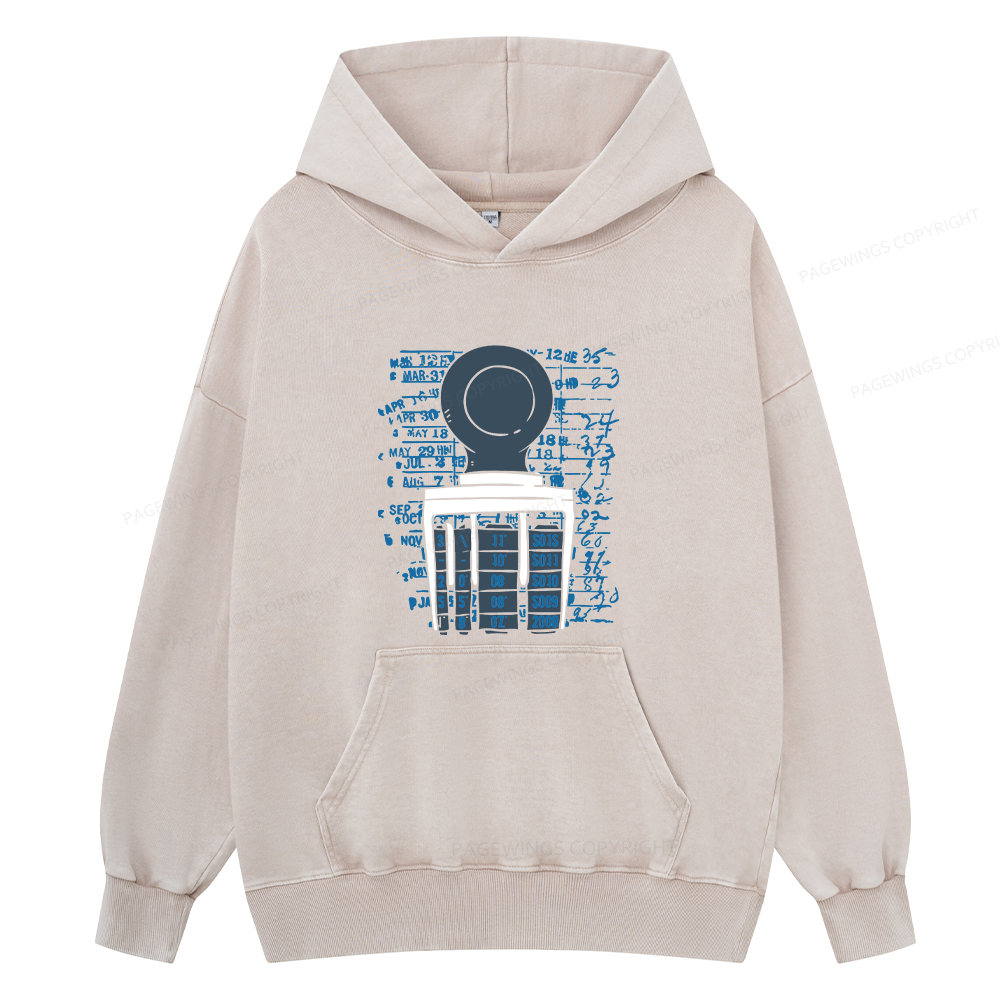 Pagewings Books Library Stamp Unisex Washed Hoodie