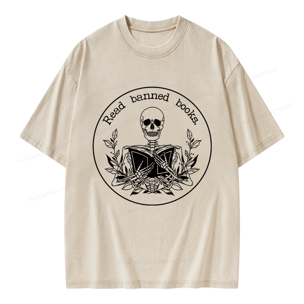 Pagewings Read Banned Books Unisex Washed T-shirt
