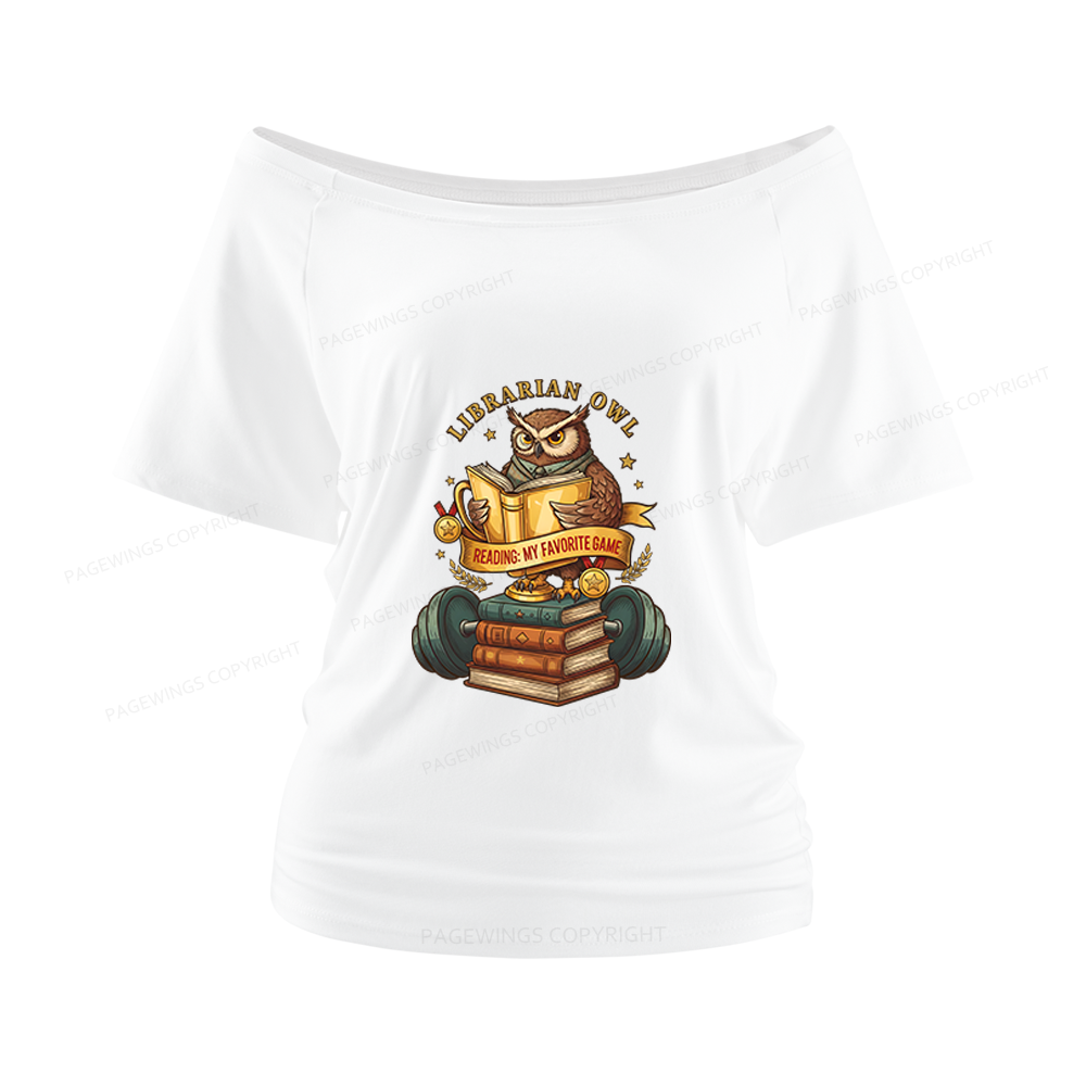 Pagewings Librarian Owl Women Off Shoulder T-shirts