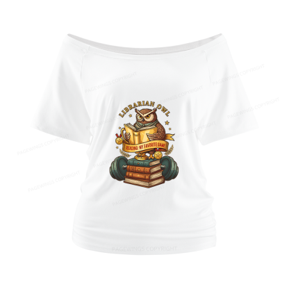 Pagewings Librarian Owl Women Off Shoulder T-shirts