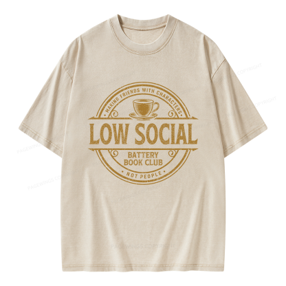Pagewing Anti Social Book Club Unisex Washed T-shirt