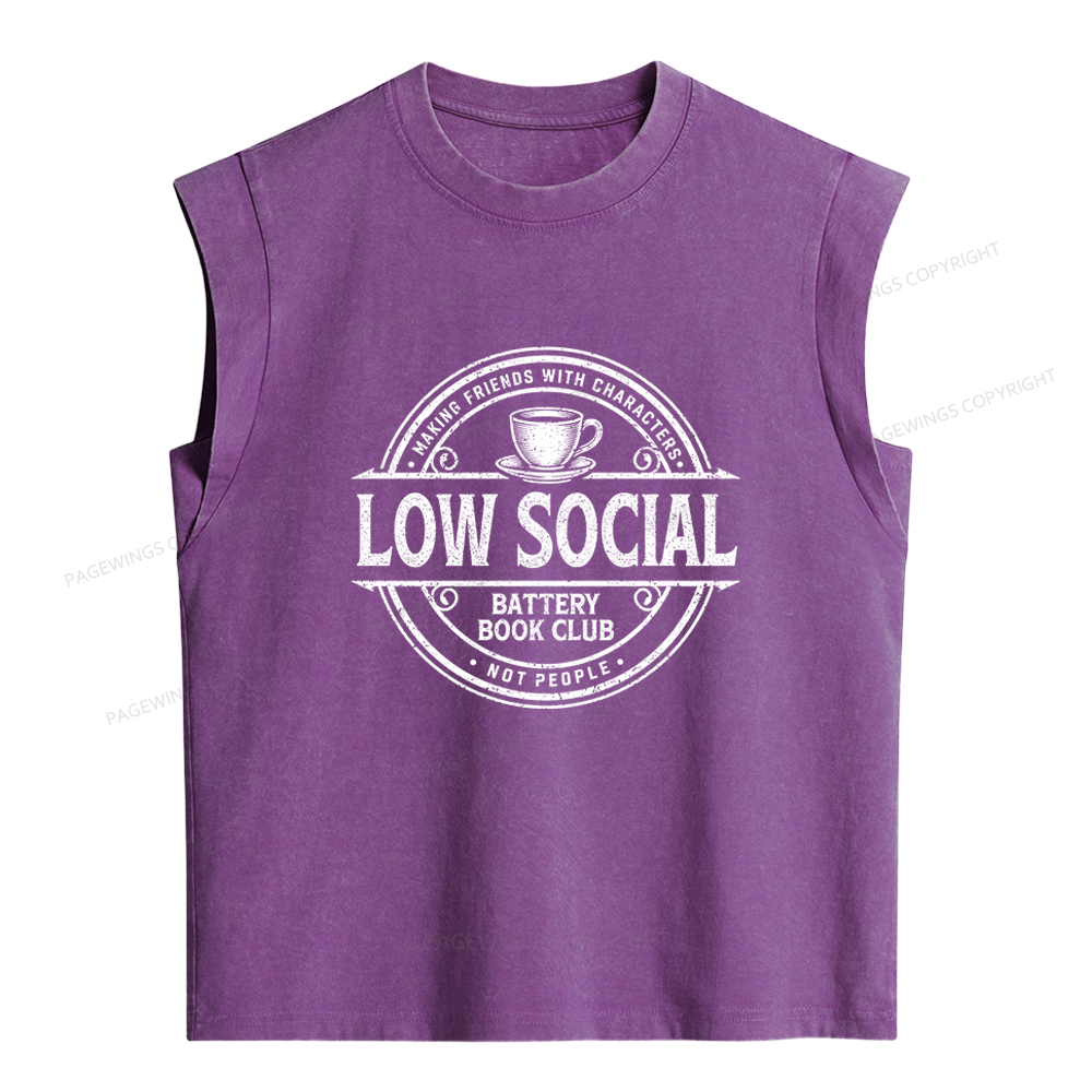 Pagewing Anti Social Book Club Women's Washed Tank Top