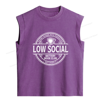 Pagewing Anti Social Book Club Women's Washed Tank Top