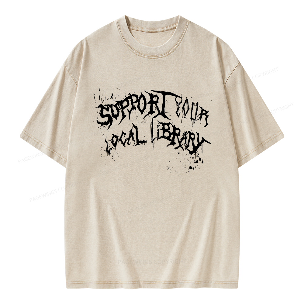 Pagewings Support Your Local Library Unisex Washed T-shirt