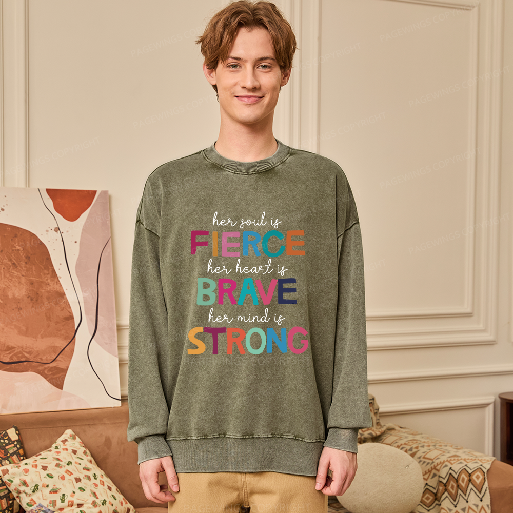 Pagewings Her Soul Is Fierce Unisex Washed Sweatshirt