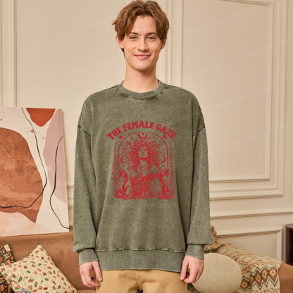 Pagewings Vintage Medusa Feminist Unisex Washed Sweatshirt