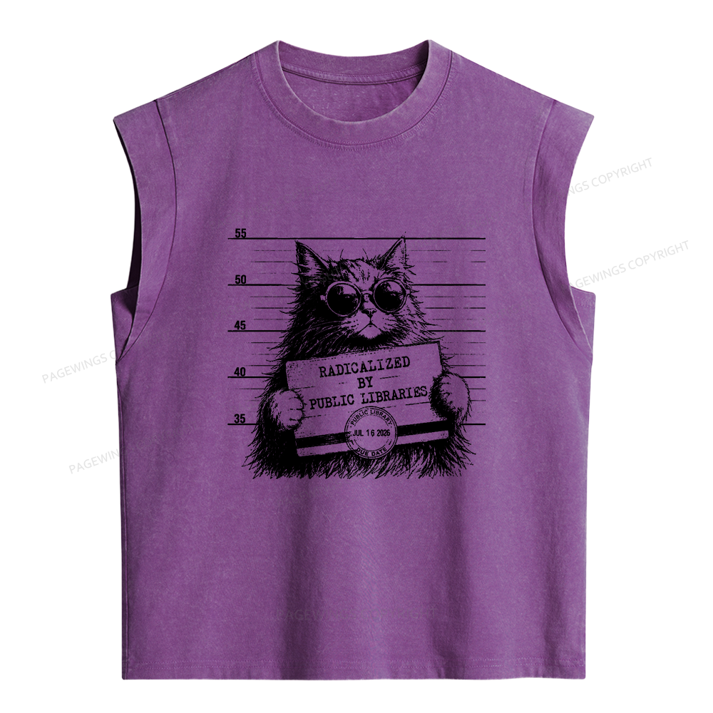 Pagewings Radicalized By Public Libraries Women's Washed Tank Top