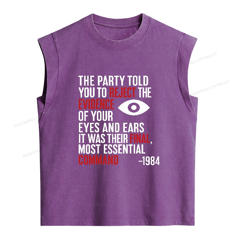Pagewings Dystopia Quote Women's Washed Tank Top